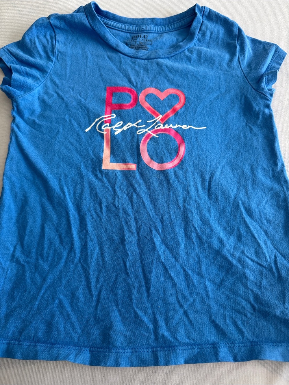 Ralph Lauren Blue Kids 'POLO' Heart Logo Tee